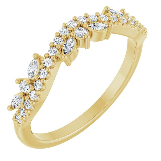 14K Yellow Or White Gold Marquise 2.5 X 1.25 Mm Polished 1/3 Ctw Lab-Grown Diamond Anniversary Band, Size 7