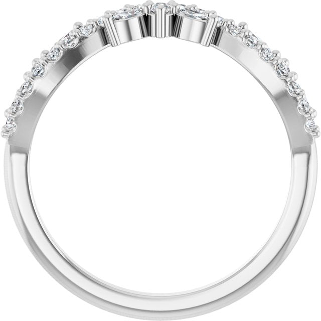 14K Yellow Or White Gold Marquise 2.5 X 1.25 Mm Polished 1/3 Ctw Lab-Grown Diamond Anniversary Band, Size 7