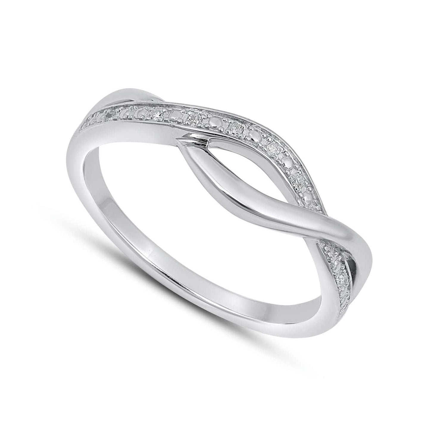 925 Sterling Silver 0.03 Cttw Diamond Ladies Ring