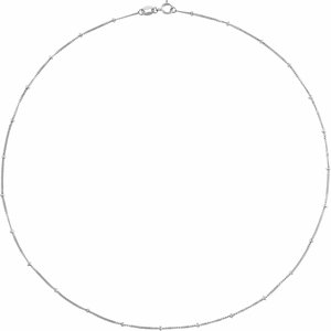 Sterling Silver Spring Ring Beaded Curb Chain, Length: 24 In, Width: 1 Mm
