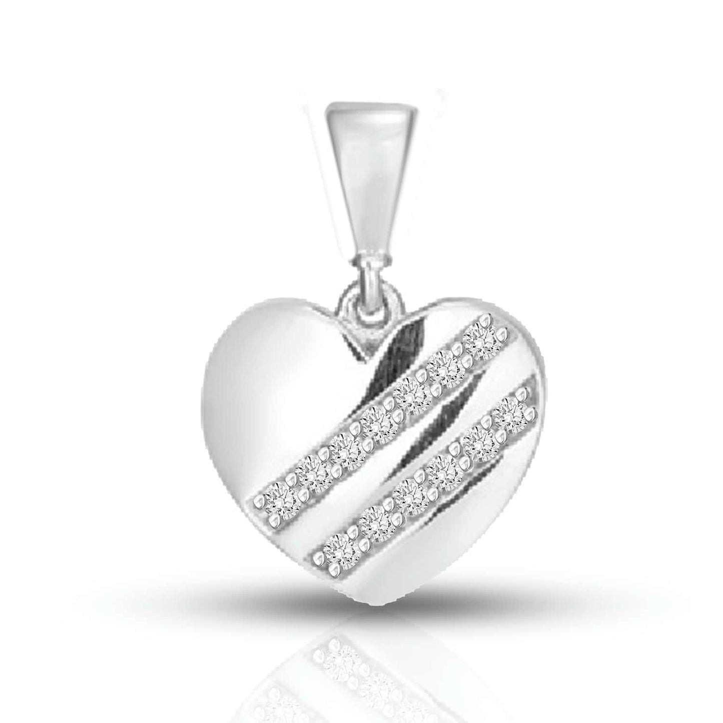 925 Sterling Silver 0.04 Cttw Diamond "Heart" Ladies Pendant