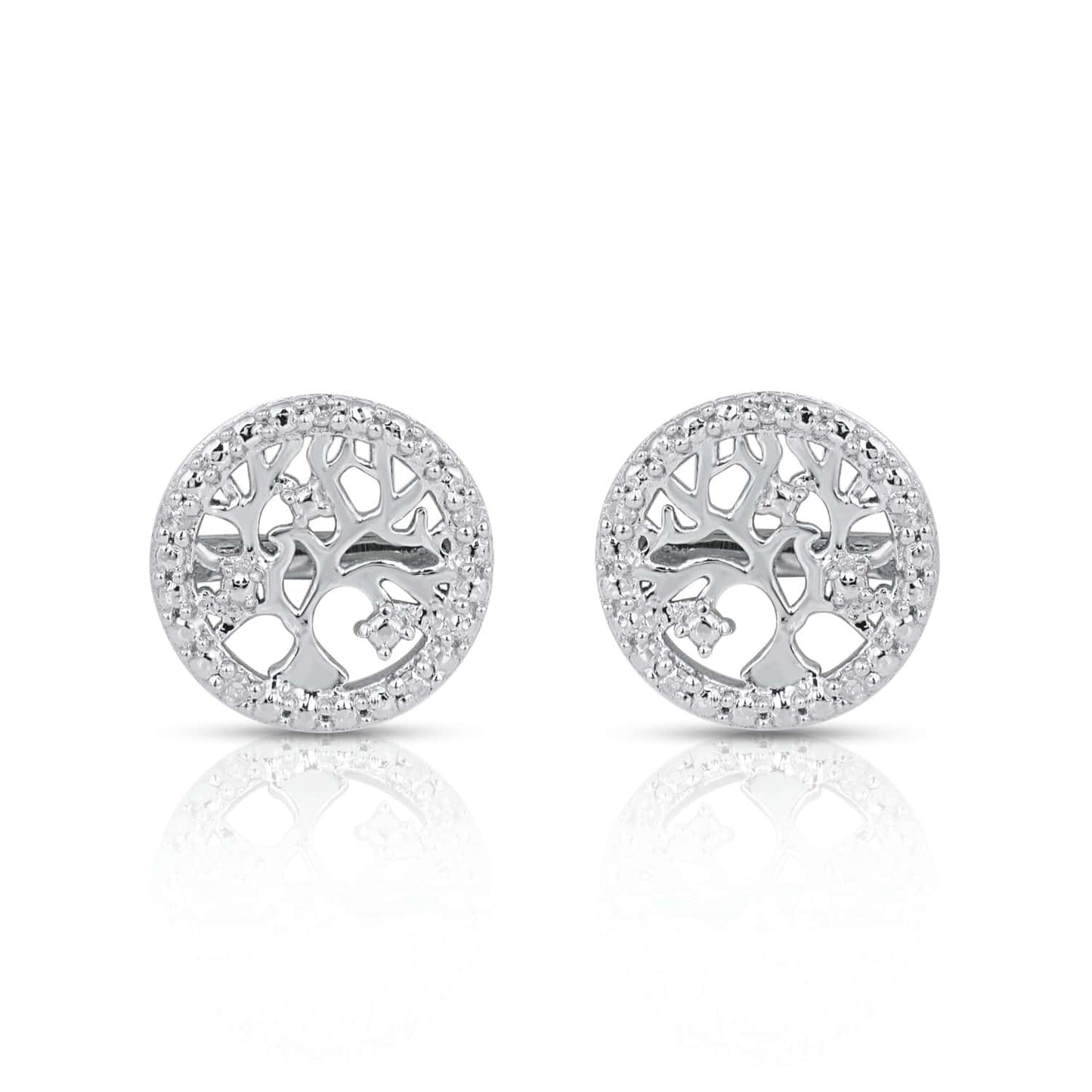 925 Sterling Silver 0.03 Cttw Diamond Earring