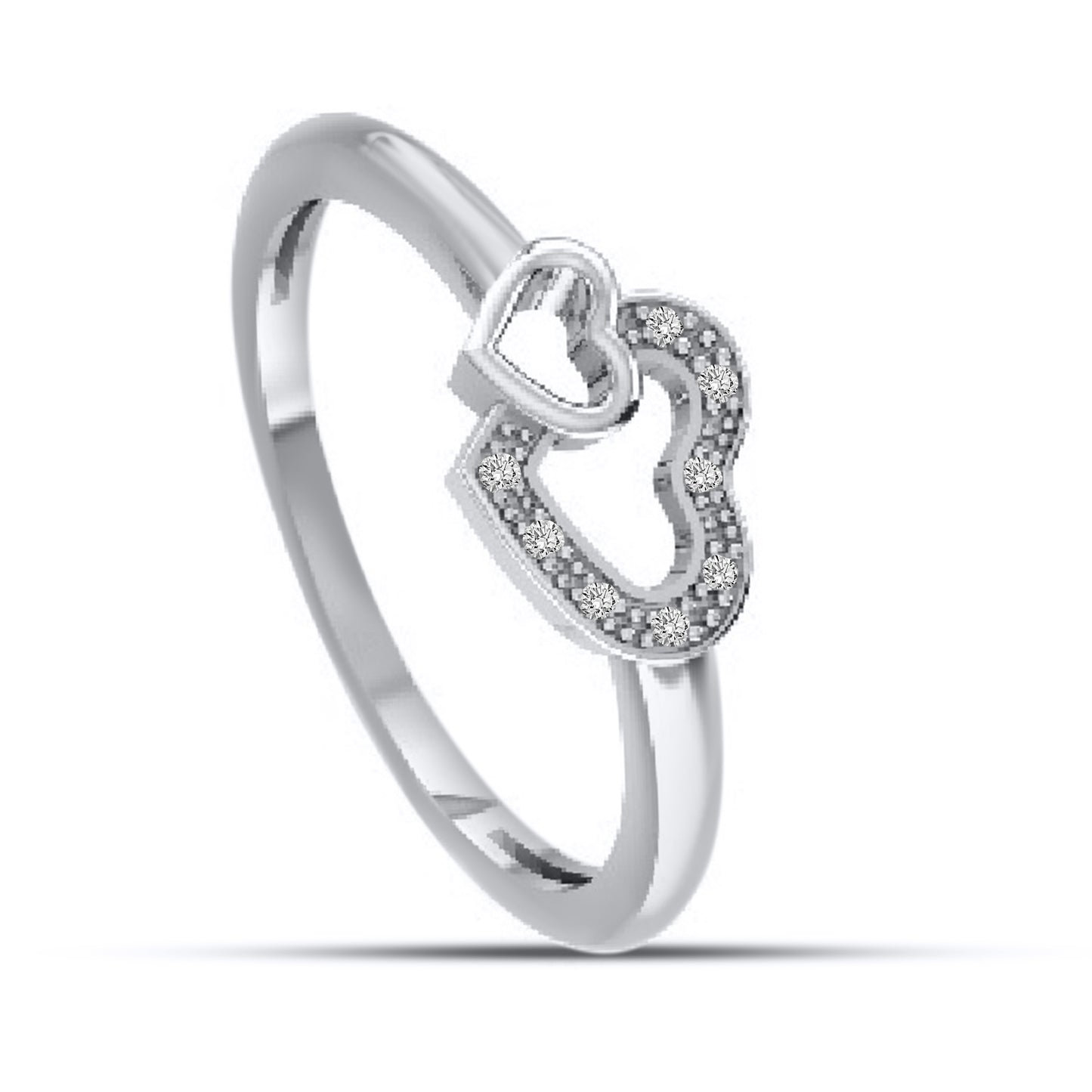 925 Sterling Silver 0.03 Cttw Diamond "Heart" Ladies Ring