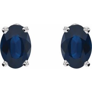 14K Yellow Or White Gold Oval 6 X 4 Mm Lab-Grown Gemstone Friction Backs Included 4-Prong Earrings