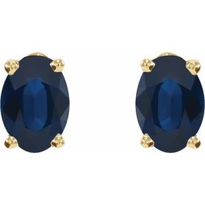 14K Yellow Or White Gold Oval 6 X 4 Mm Lab-Grown Gemstone Friction Backs Included 4-Prong Earrings