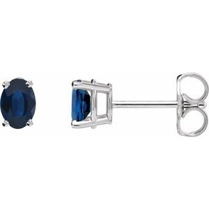 14K Yellow Or White Gold Oval 7 X 5 Mm Lab-Grown Gemstone Friction Backs Included 4-Prong Earrings