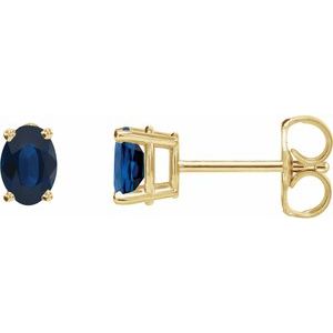 14K Yellow Or White Gold Oval 6 X 4 Mm Lab-Grown Gemstone Friction Backs Included 4-Prong Earrings