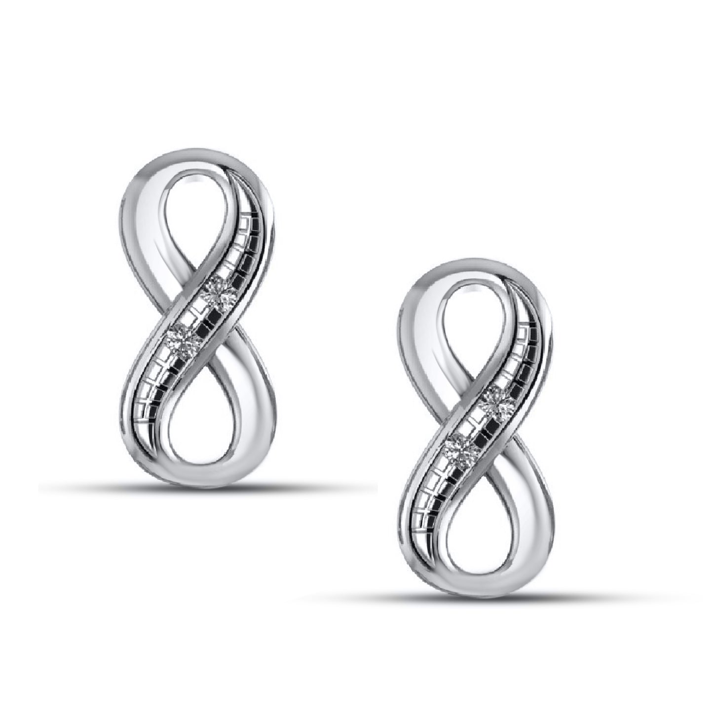925 Sterling Silver 0.03-0.04 Cttw Diamond "Infinity" Earring