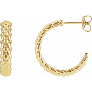 14K Yellow Gold Scale Hoop Earrings