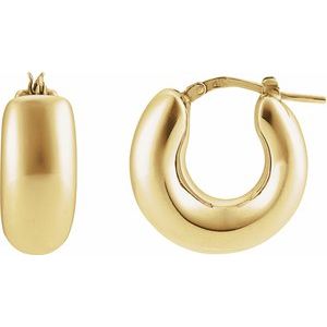 14K Yellow Gold Pair Electroform Hoop Earrings, Length: 20 Mm, Thickness: 8.5 Mm