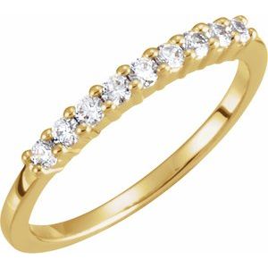 14K Yellow Gold Round 2.5 Mm Polished 1/2 Ctw Lab-Grown Diamond Anniversary Band Size 7