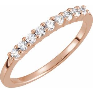 14K Rose Gold Round 1.9 Mm Polished 1/4 Ctw Natural Diamond Anniversary Band Size 7