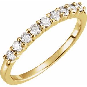 14K Yellow Gold Round 2.2 Mm Polished 1/3 Ctw Natural Diamond Anniversary Band Size 7