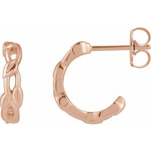 14K Rose Gold Pair Leaf Hoop Earrings, Length: 12.9 Mm, Thickness: 3.5 Mm