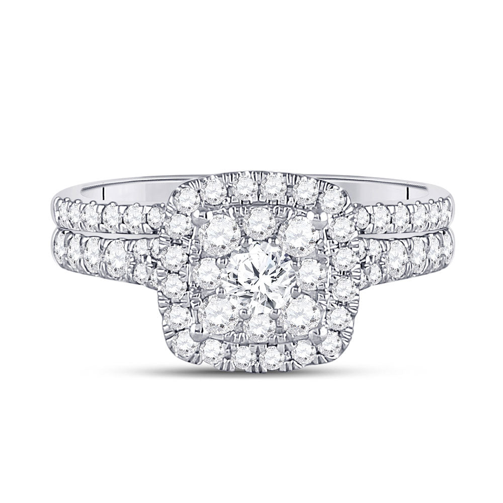 14K White Gold Round Diamond Bridal Wedding Ring Band Set 1 Cttw, Womens Size: 5-10