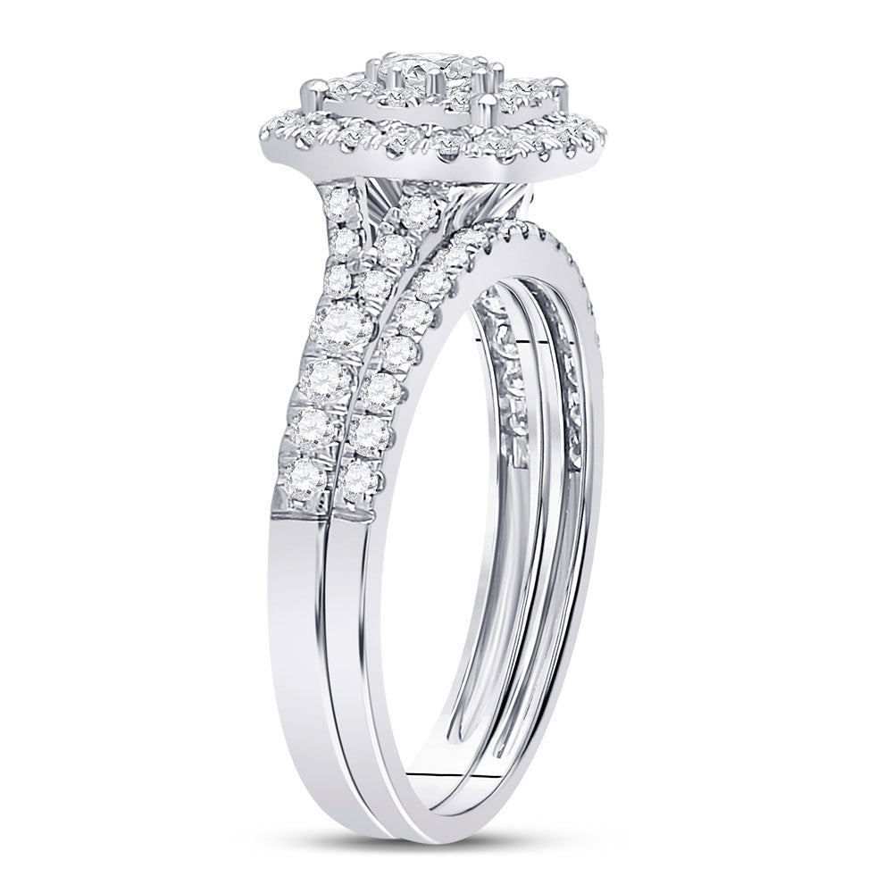14K White Gold Round Diamond Bridal Wedding Ring Band Set 1 Cttw, Womens Size: 5-10