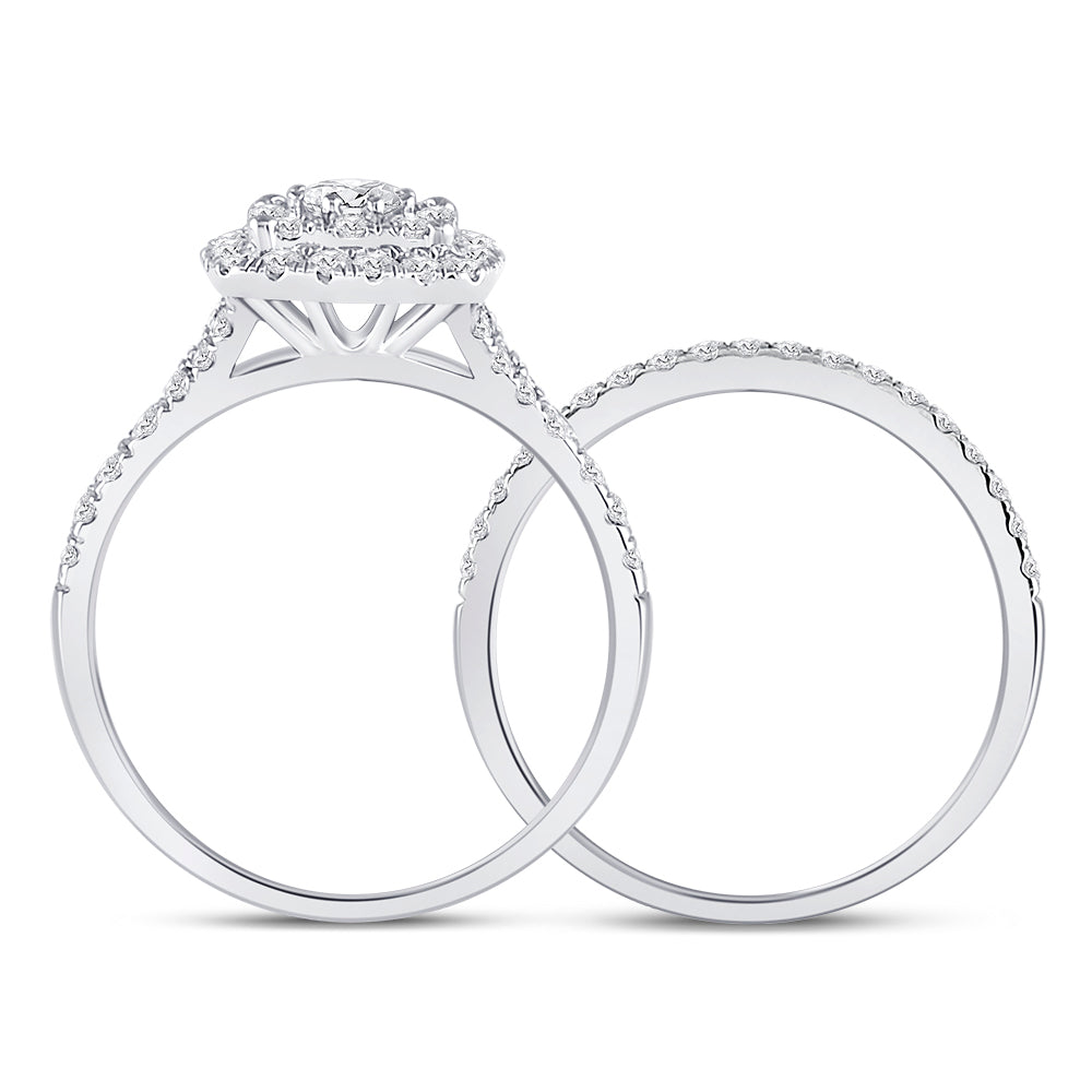 14K White Gold Round Diamond Bridal Wedding Ring Band Set 1 Cttw, Womens Size: 5-10