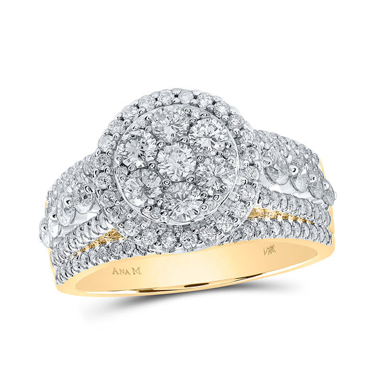14K White Or Yellow Gold Round Diamond Cluster Bridal Wedding Engagement Ring , Womens Size: 5-10