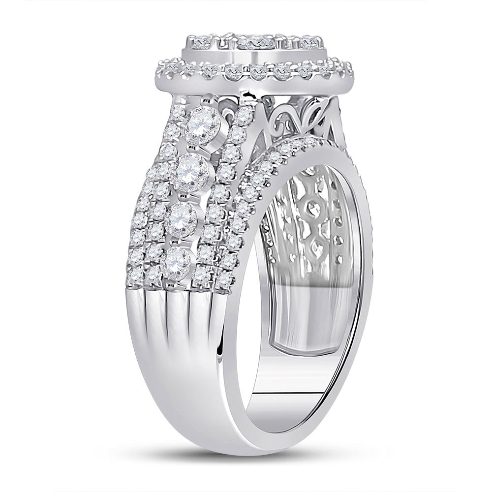 14K White Or Yellow Gold Round Diamond Cluster Bridal Wedding Engagement Ring , Womens Size: 5-10