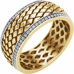 14K Yellow Gold Round 1 Mm G-H Si1-Si2 5/8 Ctw Lab-Grown Diamond Mens Band Size 10
