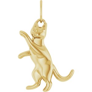 14K Yellow Gold 20 X 12.3 Mm Polished Cat Pendant