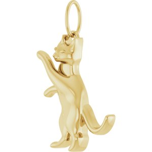14K Yellow Gold 20 X 12.3 Mm Polished Cat Pendant