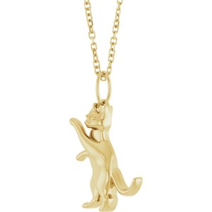 14K Yellow Gold 20 X 12.3 Mm 16-18 In Polished Cat Necklace