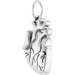 Sterling Silver 15.7 X 6.9 Mm Polished Anatomical Heart Pendant