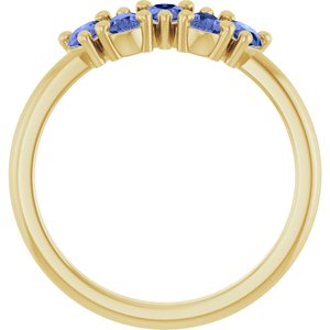 14K Yellow Gold  Pear 5 X 3 Mm Polished Natural Tanzanite Five-Stone Ring Size 7