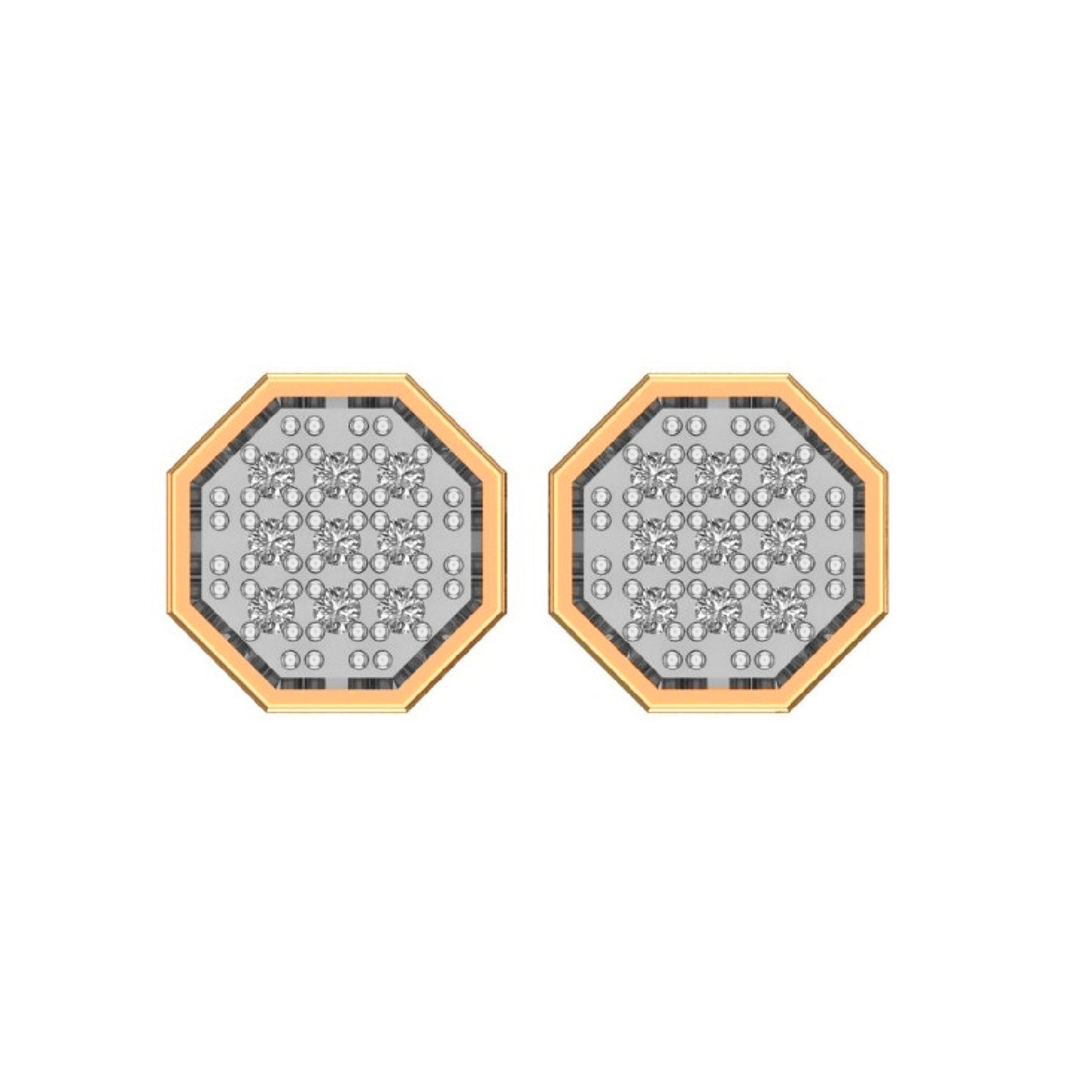 10K Yellow Gold 0.05 Cttw Diamond Dark Polish Earring