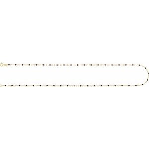14K Yellow Gold Black 9-10 In 2 Mm Enamel Bead Adjustable Chain