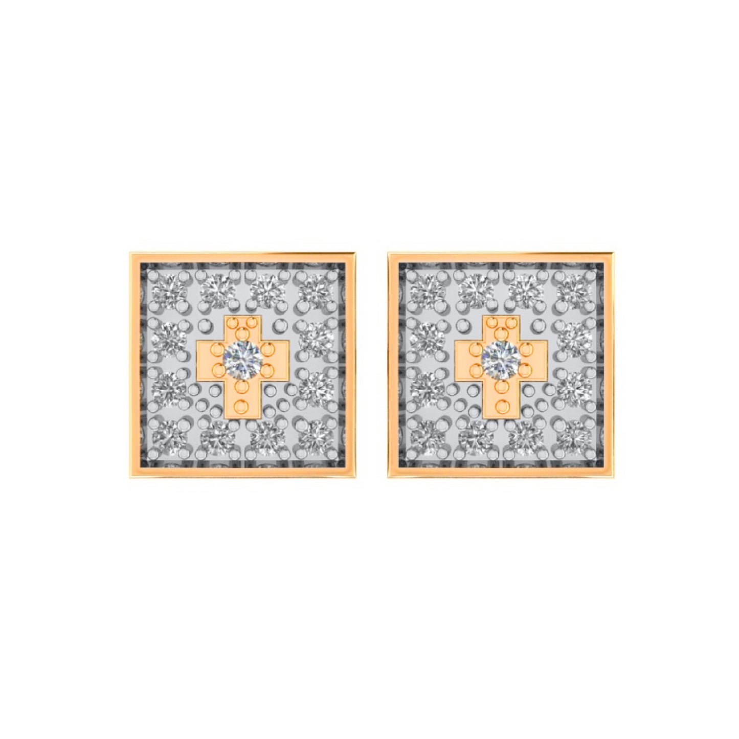 10K Yellow Gold 0.05 Cttw Diamond Dark Polish Earring