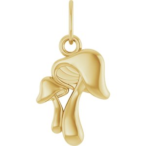 14K Yellow Gold 16.3 X 8.3 Mm Polished Mushroom Pendant