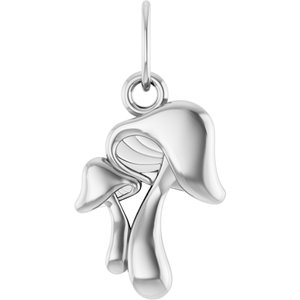 Sterling Silver 16.3 X 8.3 Mm Polished Mushroom Pendant