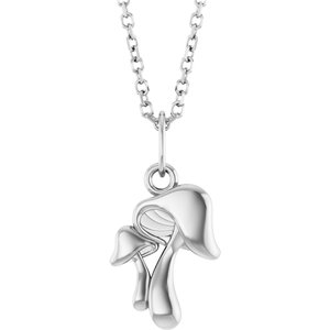 Sterling Silver 16.3 X 8.3 Mm 16-18 Mm Polished Mushroom Necklace