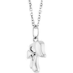 Sterling Silver 16.3 X 8.3 Mm 16-18 Mm Polished Mushroom Necklace
