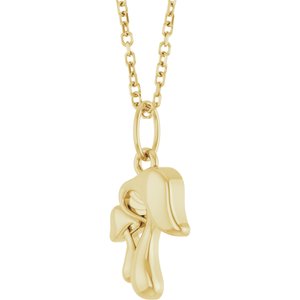 14K Yellow Gold 16.3 X 8.3 Mm 16-18 Mm Polished Mushroom Necklace