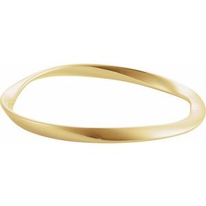 14K Yellow Gold 4 Mm 7 1/2 In Polished Wavy Bangle Bracelet