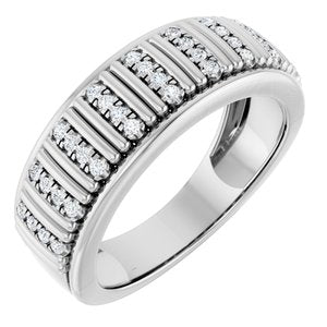 14K White Gold Lab-Grown Diamond Round 1.2 Mm Polished 1/4 Ctw Lab-Grown Diamond Mens Band Size 10