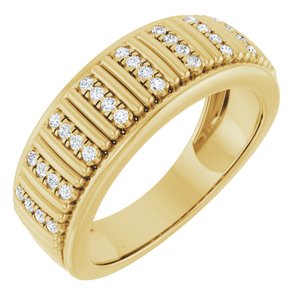 14K Yellow Gold Lab-Grown Diamond Round 1.2 Mm Polished 1/4 Ctw Lab-Grown Diamond Mens Band Size 10