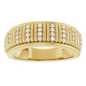 14K Yellow Gold Lab-Grown Diamond Round 1.2 Mm Polished 1/4 Ctw Lab-Grown Diamond Mens Band Size 10