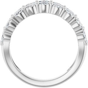 14K White Gold Marquise 3 X 1.5 Mm Polished 1/2 Ctw Lab-Grown Diamond Double Row Anniversary Band Size 7