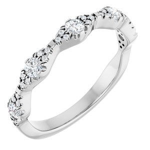14K White Gold Round 2.5 Mm Polished 3/8 Ctw Natural Diamond Anniversary Band Size 7