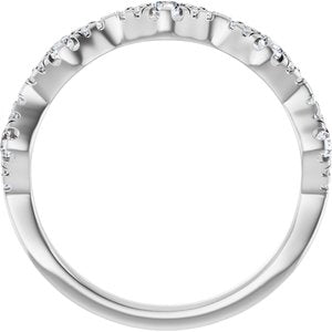 14K White Gold Round 2.5 Mm Polished 3/8 Ctw Natural Diamond Anniversary Band Size 7