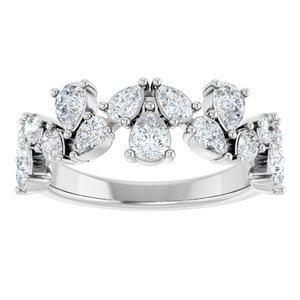 14K White Gold Lab-Grown Diamond Pear 4 X 3 Mm Lab-Grown Diamond Polished 1 3/8 Ctw Lab-Grown Diamond Anniversary Band Size 7