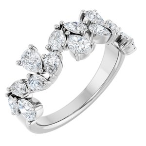 14K White Gold Lab-Grown Diamond Pear 4 X 3 Mm Lab-Grown Diamond Polished 1 3/8 Ctw Lab-Grown Diamond Anniversary Band Size 7