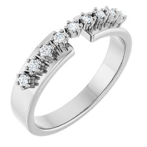 14K White Gold Round 1.6 Mm Polished 1/6 Ctw Natural Diamond Anniversary Band Size 7