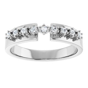14K White Gold Round 1.6 Mm Polished 1/6 Ctw Natural Diamond Anniversary Band Size 7
