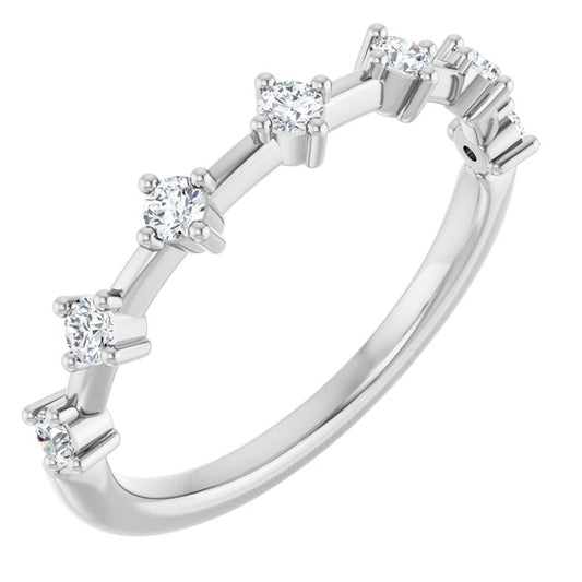 14K White Gold Round 2.1 Mm Polished 1/4 Ctw Lab-Grown Diamond Anniversary Band, Size 7