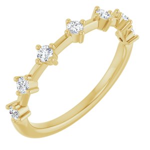 14K Yellow Gold Round 2.1 Mm Polished 1/4 Ctw Lab-Grown Diamond Anniversary Band Size 7